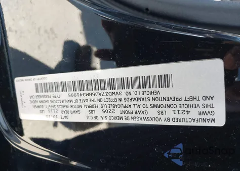 2011 Volkswagen Jetta 2.5L Se z USA, uszkodzony, nr VIN 3VWDZ7AJ5BM341995